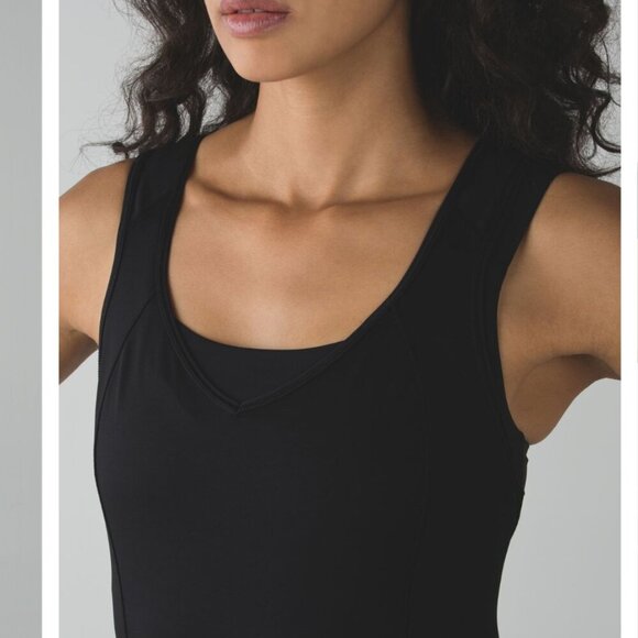 Lululemon Super Sport Tank Black Women's 6 V Neck Fitted Tank & Bra Activewear - Picture 4 of 14